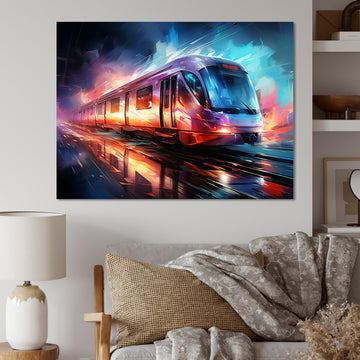 Abstract Train Luminous Journeys - Train Canvas Wall Art